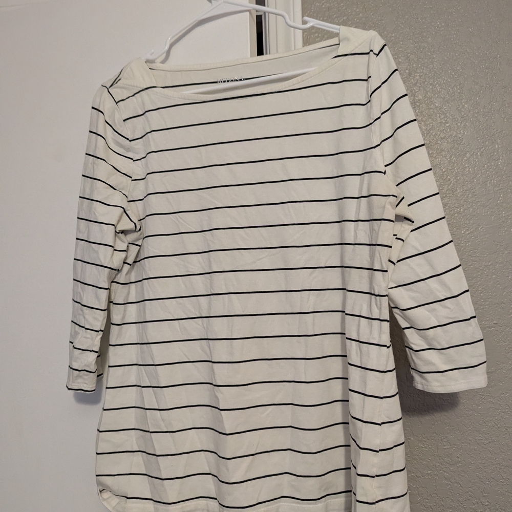 Striped Women's Merona Top - White and Black XL